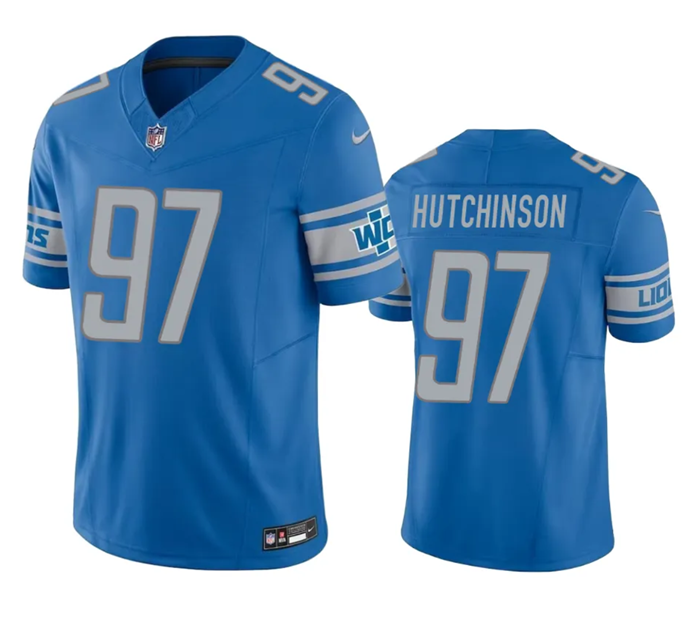 Detroit Lions #97 Aidan Hutchinson Blue 2023 F.U.S.E. Vapor Untouchable Limited Stitched Jersey